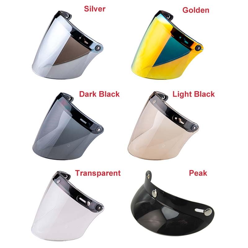 VCOROS Universal 3-Snap Flip Up Visor Shield Lens for Retro Open Face Motorcycle Helmet (Clear) - Image 3